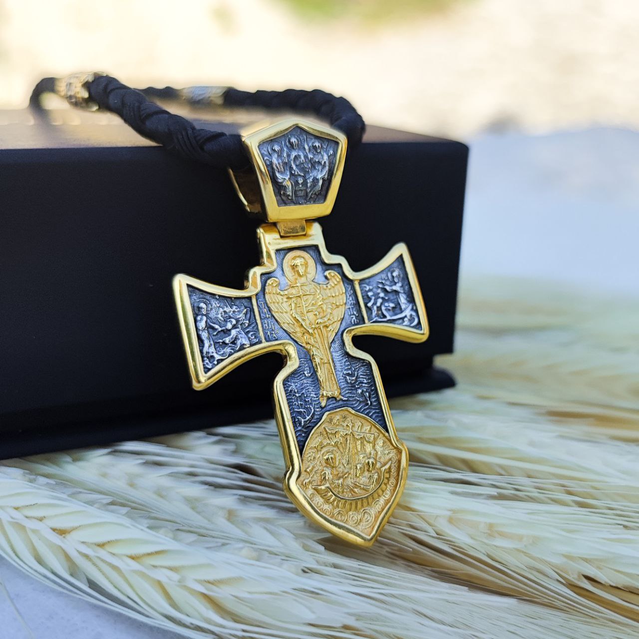 Set of men's orthodox cross and lace with gilding of sterling silver 846/4g+Cr0159g