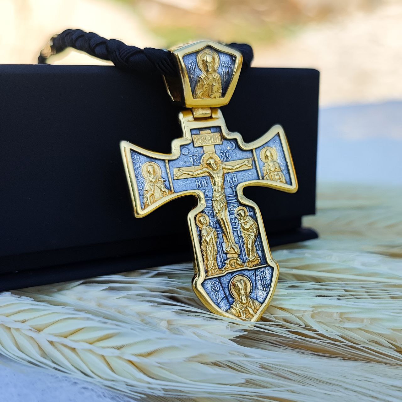 Set of men's orthodox cross and lace with gilding of sterling silver 846/4g+Cr0159g