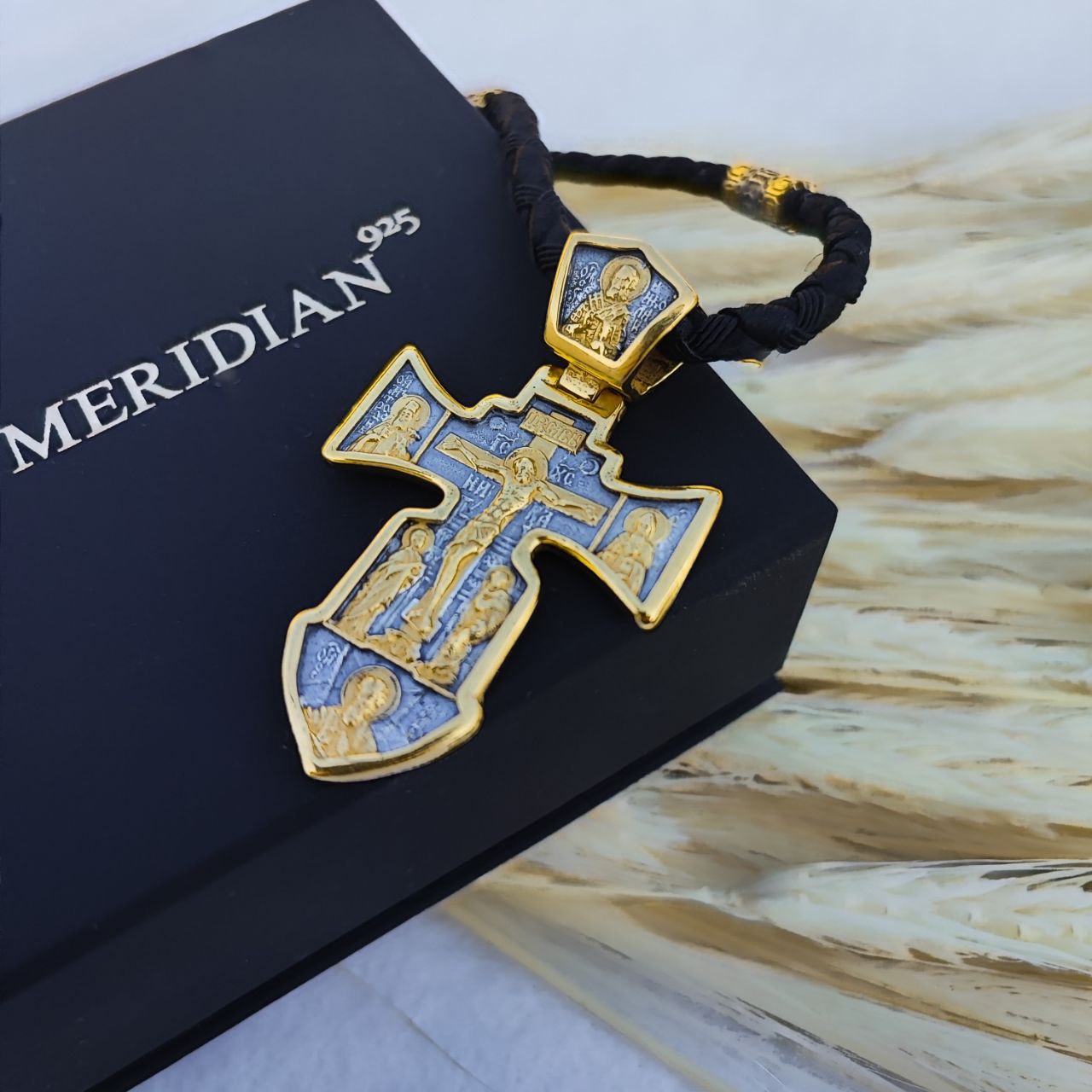 Set of men's orthodox cross and lace with gilding of sterling silver 846/4g+Cr0159g